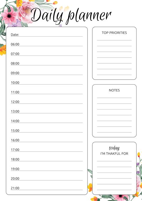 Hourly Daily Planner Printable