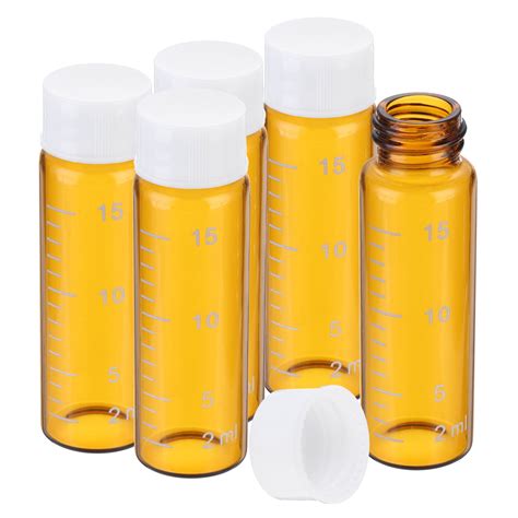 Uxcell Small Glass Sample Bottles with Lids, 5 pcs 15ml Amber Glass Vials with White Screw Caps ...