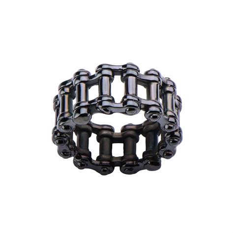 Buy Black Stainless Steel Motorcycle Chain Ring for Men | INOX Jewelry ...