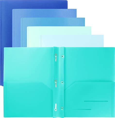 Buy Youngever 12 Pack Heavy Duty Plastic Two Pocket Folders with 3 Prongs, Metal Prongs Fastener ...