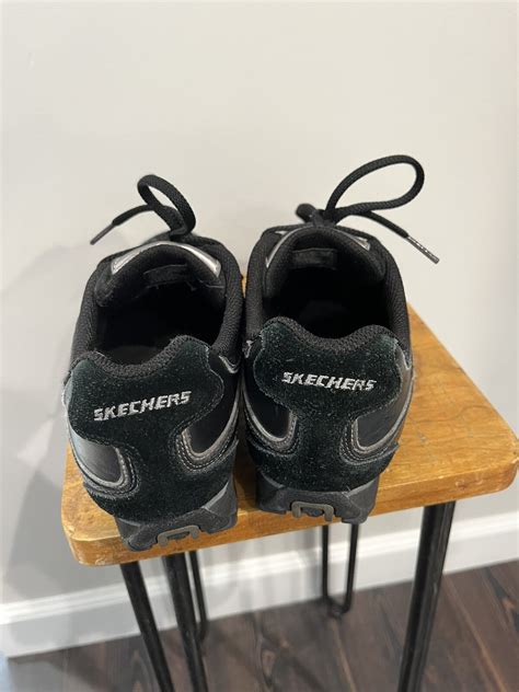 Skechers Sassies Sprints BLACK Leather Athletic Shoes… - Gem