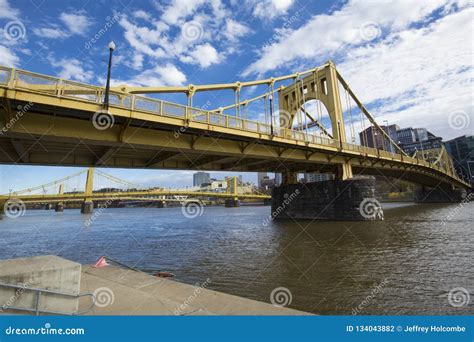 Yellow Bridges Over the Allegheny River in Pittsburgh, Pennsylvania ...