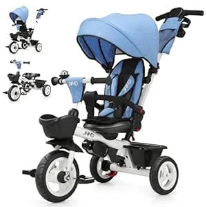 BOOWAY Baby Tricycle, 6-in-1 Kids Stroller Tricycle with Adjustable ...