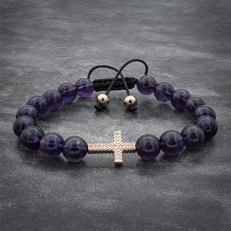 Amethyst Beaded Rose Gold Tiger Bracelet