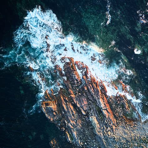 Download wallpaper 2779x2779 rock, sea, foam, aerial view hd background