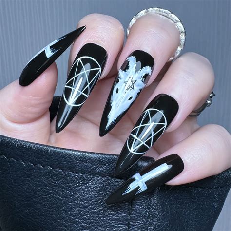Baphomet | Glue on nails, Gothic nail art, Hair and nails
