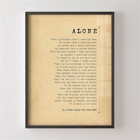 Alone Poem by Edgar Allan Poe | Poe Poem Print | Classic American ...