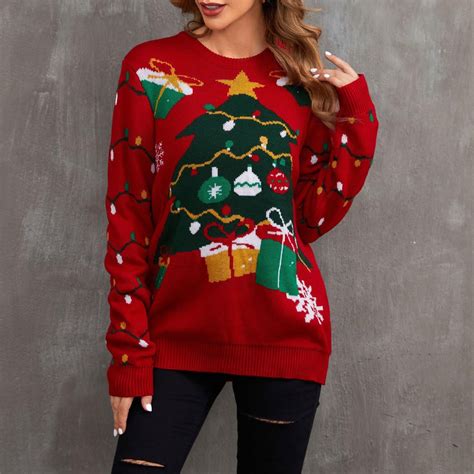 Kayannuo Christmas Sweaters for Women Plus Size Long Sleeve Womens ...