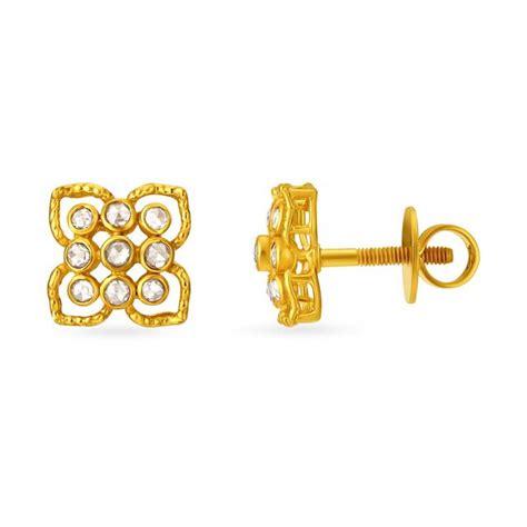 Gorgeous Floral Gold Stud Earrings