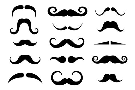 Black Mustache Clip Art Moustaches Vector Set Vector Download