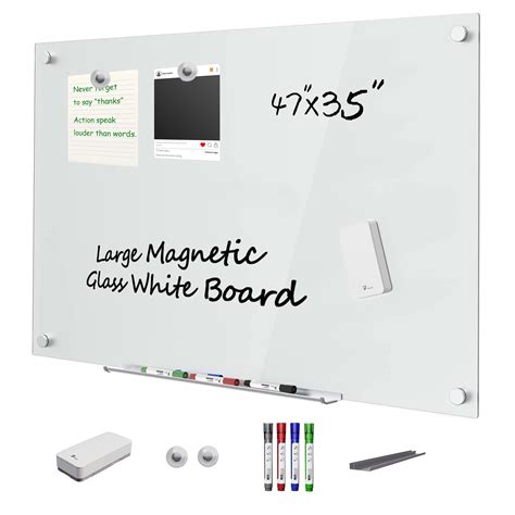 TOWON 4'x3' Huge Magnetic Dry Erase Board - Clear Glass Whiteboard ...
