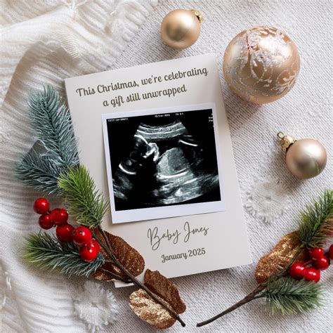 Minimalist Christmas Pregnancy Announcement Digital | Festive Baby ...