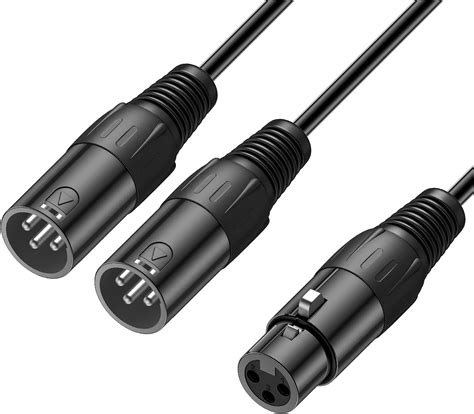 J&D XLR Splitter Cable, 3 Pin PVC Shelled 2 XLR Male to XLR Female Y Splitter Balanced ...
