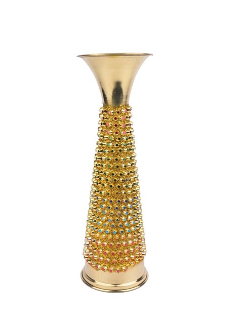 Colorful Brass Decorative Flower Vase | 12 Inches Height
