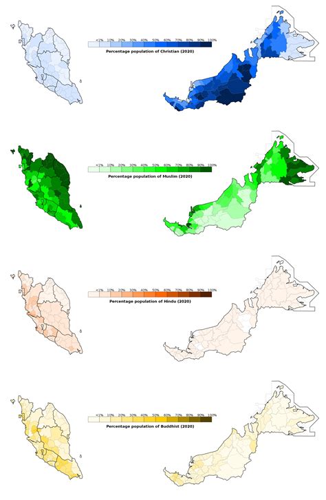 Religion in Malaysia 2020 (Christianity, Islam, Hinduism, Buddhism)