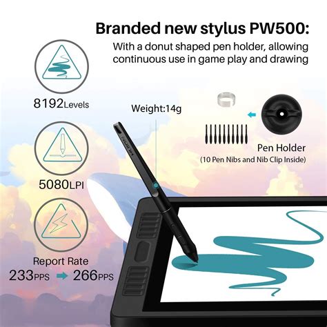 Drawing Monitor HUION KAMVAS Pro 22 Pen Tablet Display with Battery ...