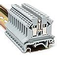 Erayco UK2.5B-GR DIN Rail Terminal Block, Screw Clamp, 600V 20A 24 ...