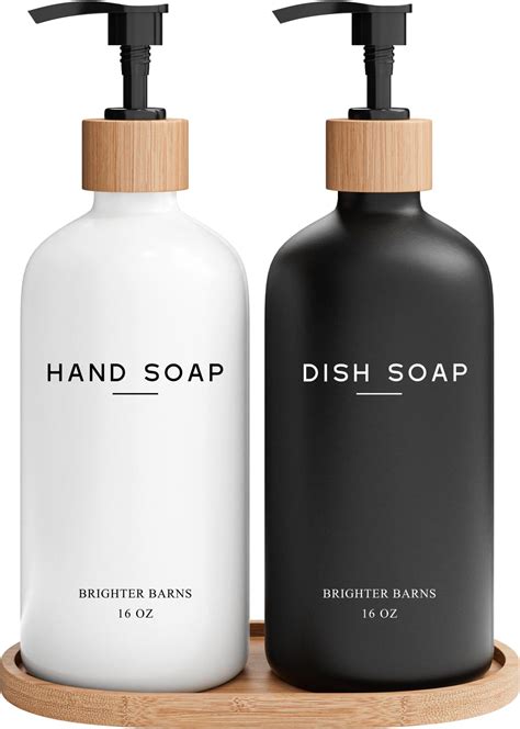 Amazon.com: Luxury Glass Hand and Dish Soap Dispenser Set by Brighter ...