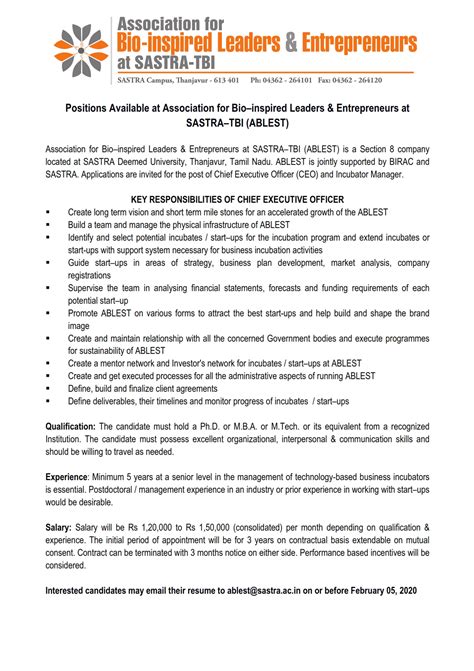 Applications are invited for the Post of Chief Executive Officer (CEO ...