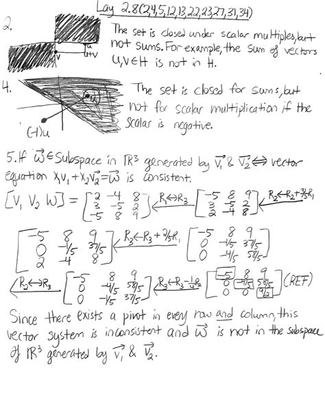 Math 54 Homework - Lay 2. The set is closed under scalar multiples,but ...