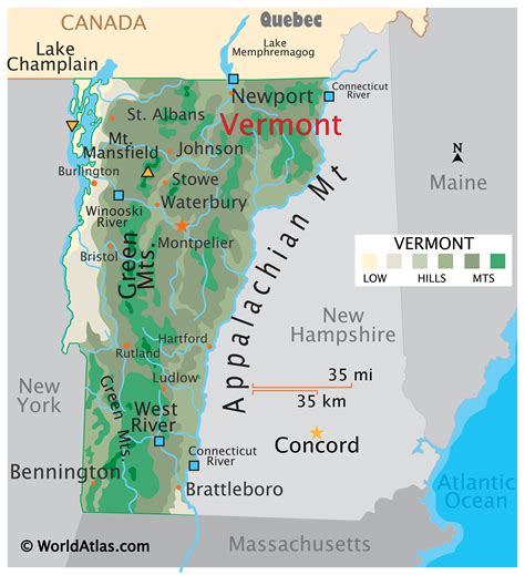 Vermont Map / Geography of Vermont/ Map of Vermont - Worldatlas.com