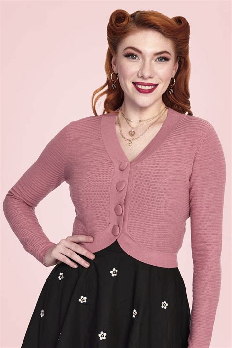 Vixen Ariane Textured Knit Crop Cardigan in Pink | Shop at Topvintage