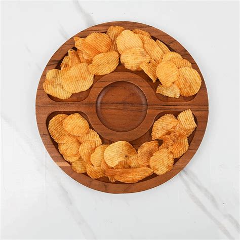 Round Wooden Serving Platter for Parties & Movies, 1 pc