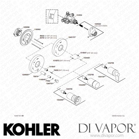 Kohler Shower Valve Trim with Industrial Handle (K-TS78015-9-CP) Spare Parts
