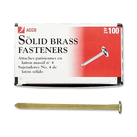 Acco Solid Brass Fasteners, 4-Inch Capacity, 100 Count (A7071509 ...