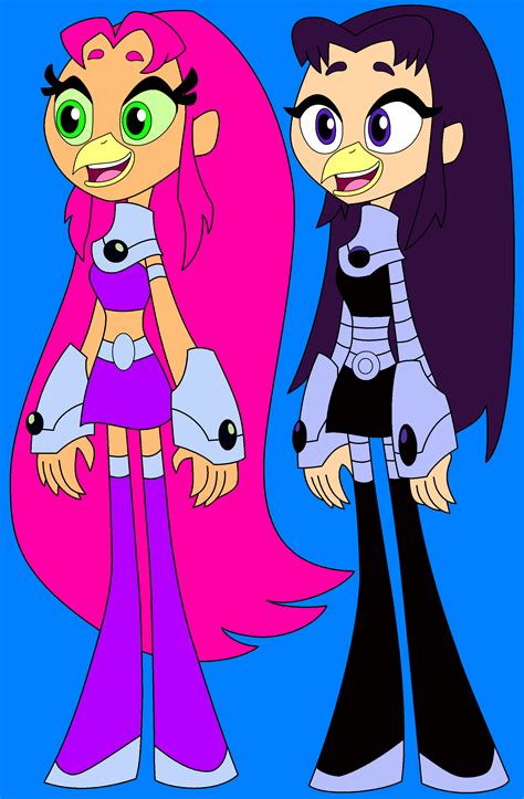 Starfire And Her Reformed Sister Blackfire by HannahBro on DeviantArt
