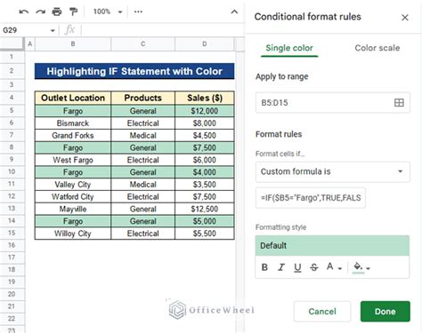 How to Highlight IF Statement with Color in Google Sheets