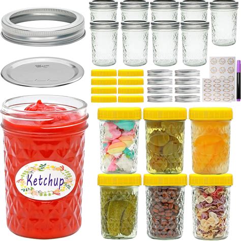 Amazon.com: COMUDOT 16 Pack Mason Jars,8 oz Canning Jars Glass Jars ...