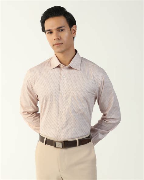 Buy Valor UnWrinkle Beige Printed Shirt Online India