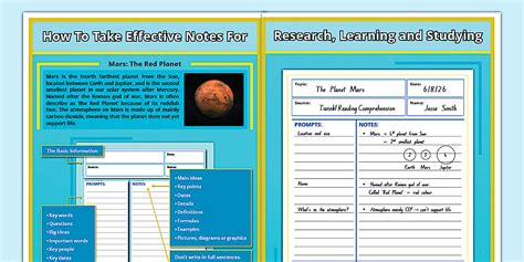 Effective Note Taking Display Exemplar (teacher made)