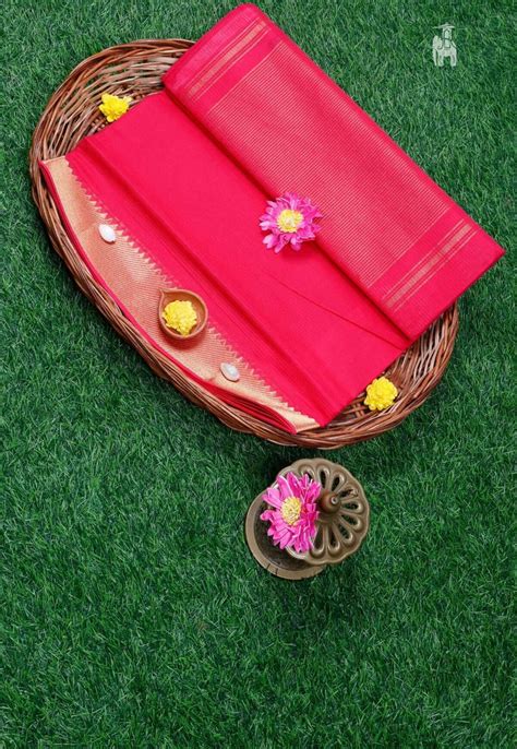 Buy Coral Pink Mangalgiri Cotton Saree & get flat 15% OFF