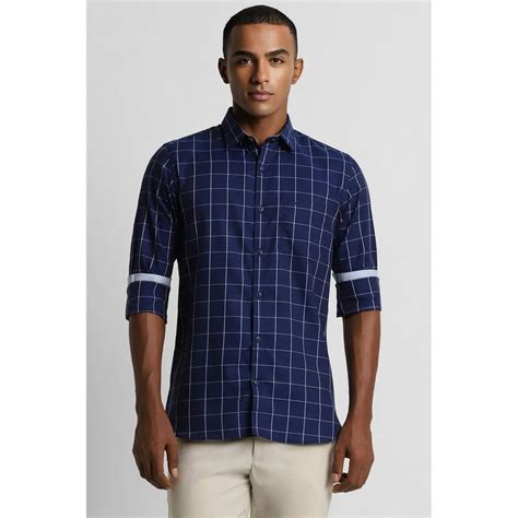 Buy Peter England Mens Slim Fit Blue Checked Casual Shirt 40 Online at ...