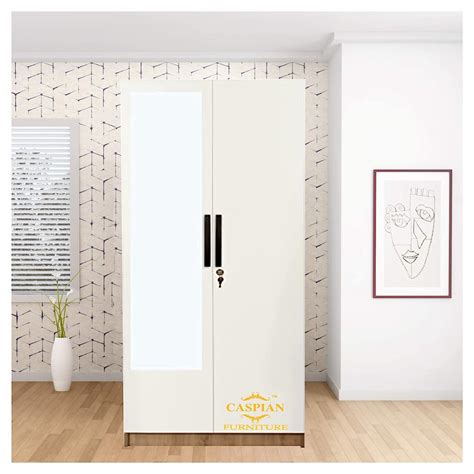 CASPIAN Engineered Wood Double Door Wooden Wardrobe (White & Oak ...