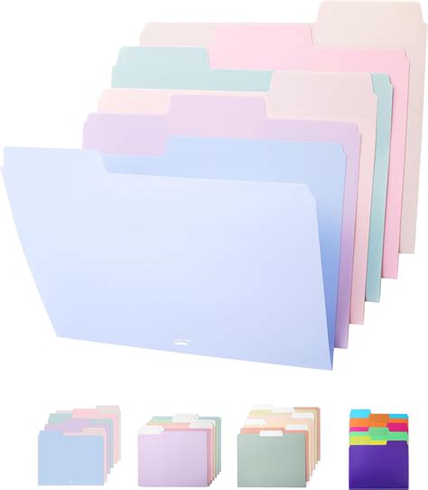 Mr. Pen- Pastel Poly File Folders, 1/3 Cut Tab, 6 Pack, Letter Size ...