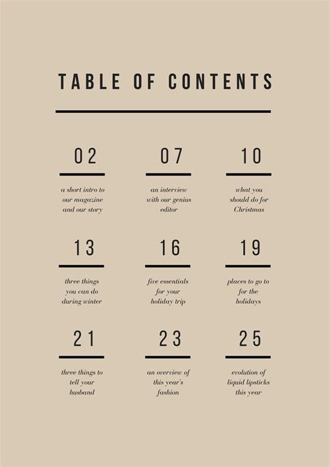 Magazine Table Of Contents Template