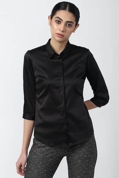 Buy Women Black Solid 3/4th Sleeves Formal Shirt Online - 766015 | Van ...