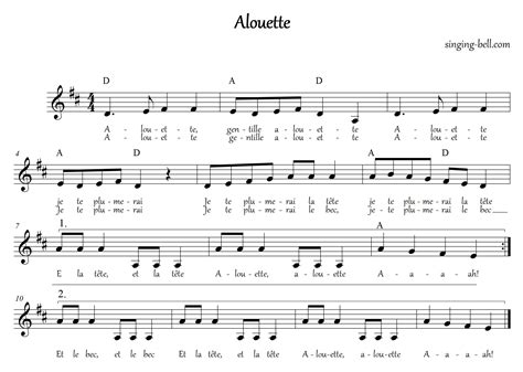 Alouette Lyrics Printable - Printable Templates