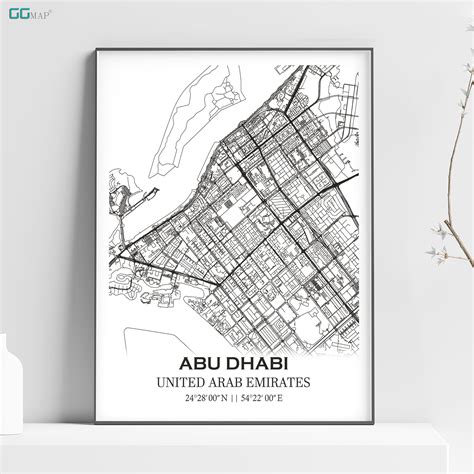 City Map of ABU DHABI - Home Decor - Wall Decor - Office Map - Travel ...