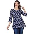 SIDDHANAM Women's Pure Cotton Printed Kurti top (Blue, Small) : Amazon ...