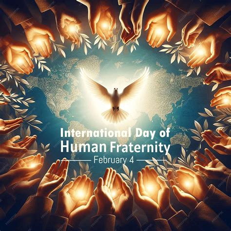 Flat symbol background of international day of human fraternity on 4 ...