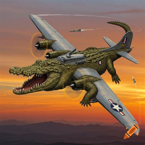 Bomber plane mixed with a crocodile on Craiyon