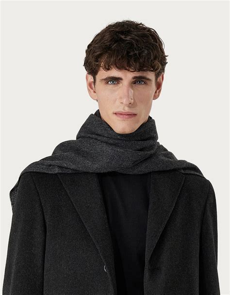 Patterned cashmere men's black scarf - Canali INTL