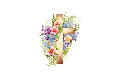 Watercolor Floral Cross Clipart Graphic by Creative FTE · Creative Fabrica