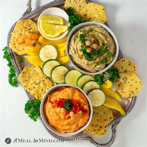 Bell Pepper and Eggplant Hummus Platter - A Meal In Mind