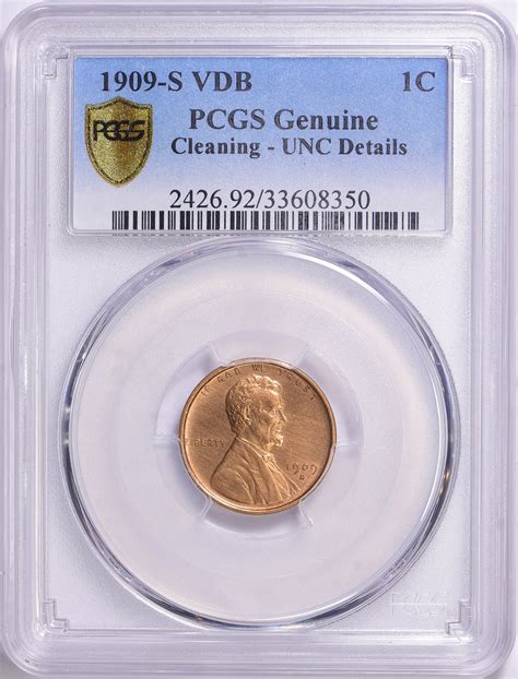 1909-S Lincoln Cent V.D.B. PCGS Genuine Unc Details (Item 1773112 ...
