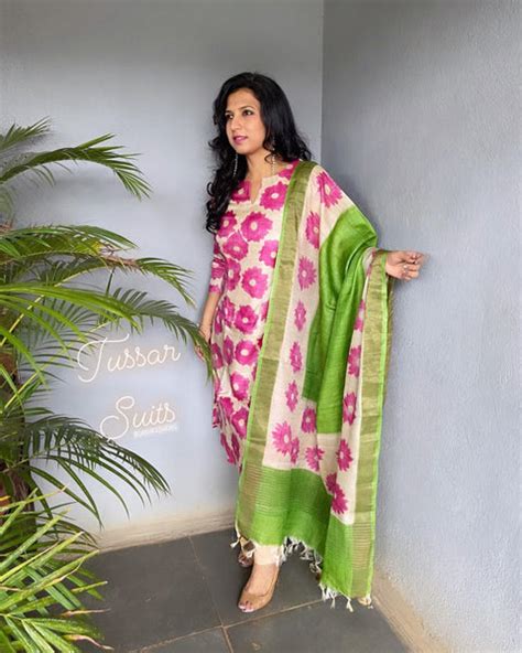 Red & Multi Pure Tussar silk Chudidhar | CDO-12311 | SakhiFashions ...